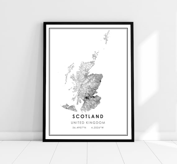 Scotland Country Map Poster, United Kingdom Road