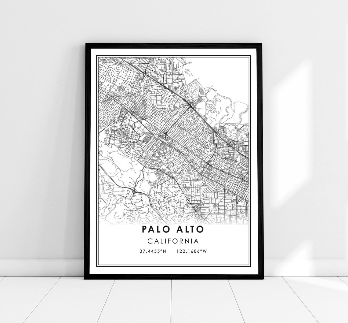 Palo Alto Map Art Print, Travel Poster