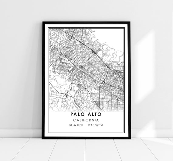 Palo Alto Map Art Print, Travel Poster
