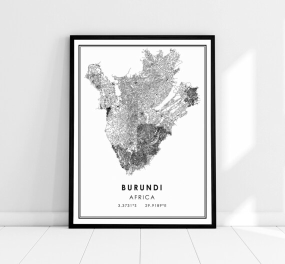 Burundi Africa Intricate Country Outline Street Map Design Poster
