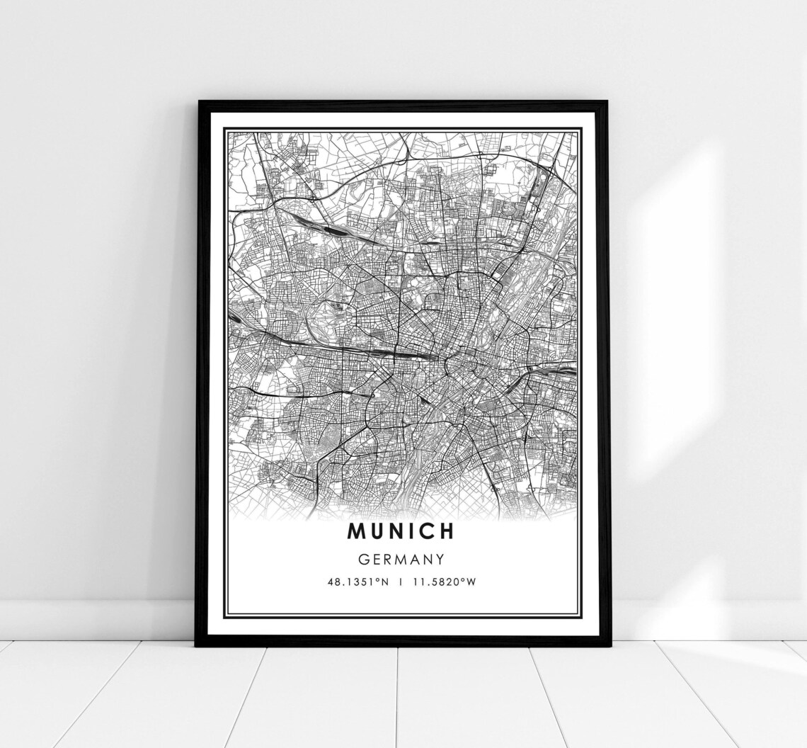 Munich Map Print Poster, Germany City Travel