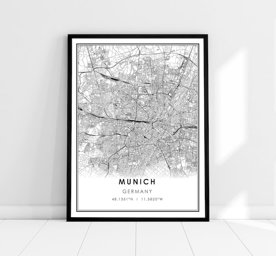 Munich Map Print Poster, Germany City Travel