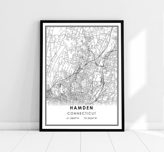Hamden Map Print Poster, Connecticut City