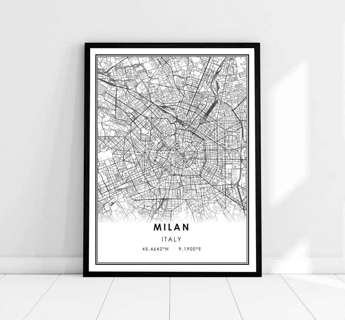 Milan Map Print Poster, Italy City Travel Art