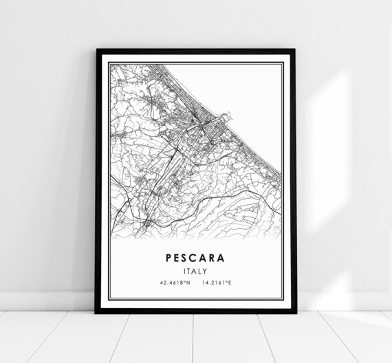 Pescara Italy Coastal City Street Map With Coordinates Poster