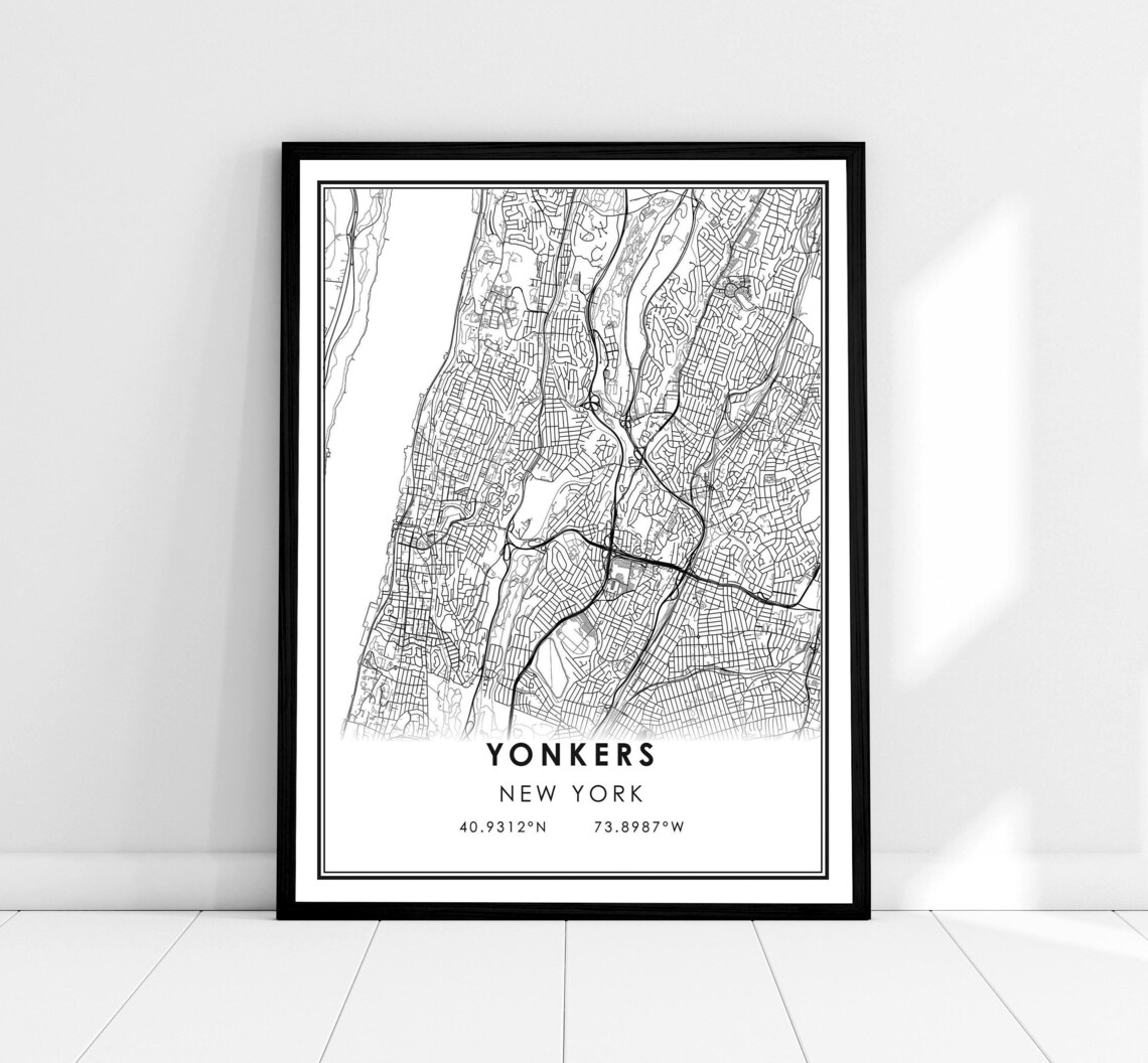 Yonkers Map Poster, New York Travel Poster