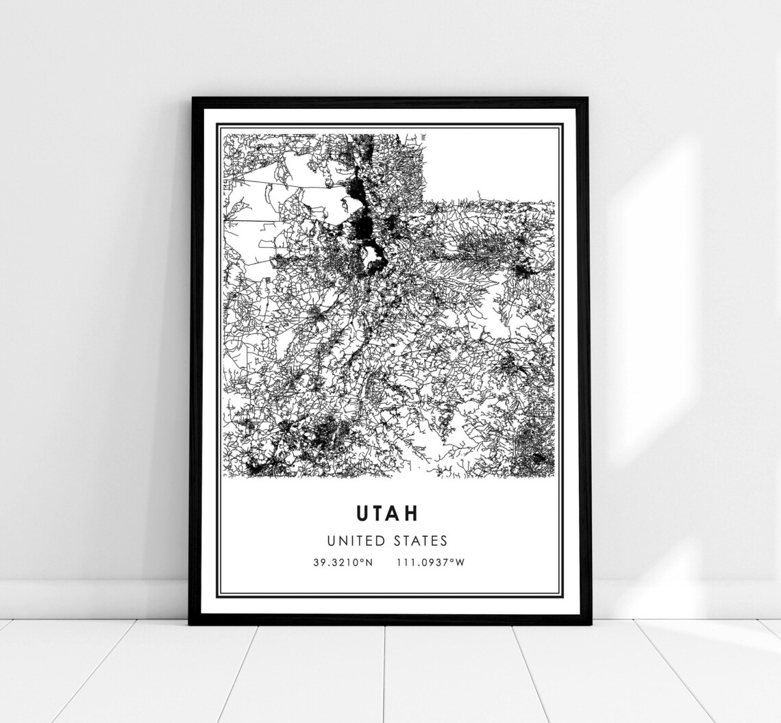 Utah United States Map Print, Travel Poster