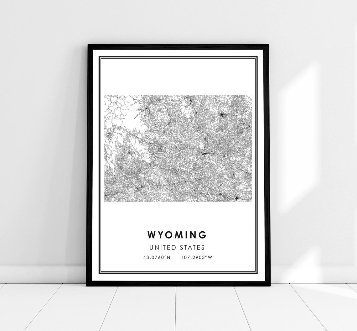 Wyoming United States Map Art Print