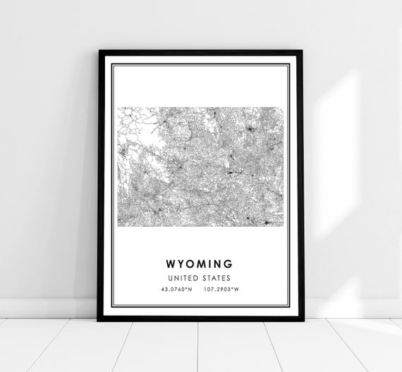 Wyoming United States Map Art Print