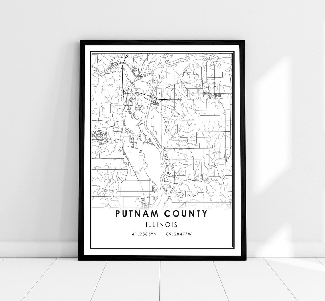 Putnam County Illinois Map With Coordinates Minimalist Poster