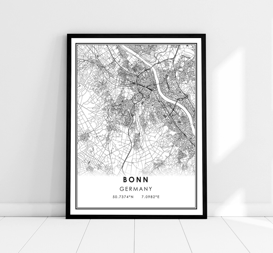 Bonn Map Print, Germany City Travel Poster