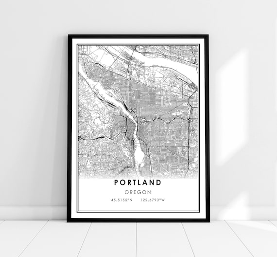Portland Map Poster, Oregon City Travel Print