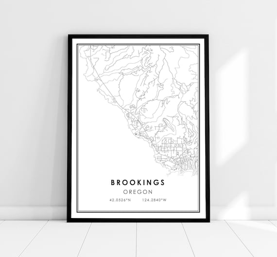 Brookings Oregon Street Map Minimalist City Coordinates Poster