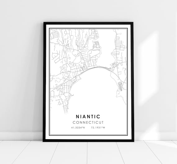 Niantic Map Print, Connecticut City Travel Poster