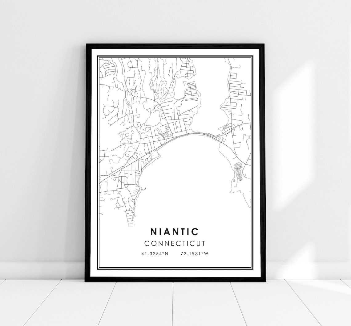 Niantic Map Print, Connecticut City Travel Poster