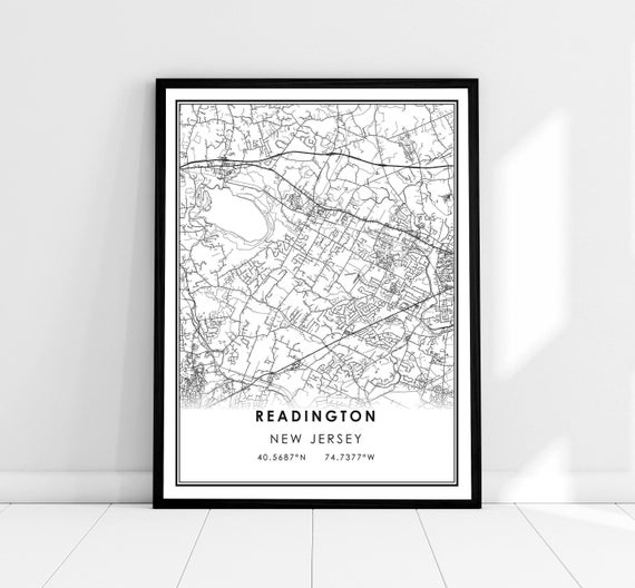 Readington Map Print Poster Canvas New Jersey City