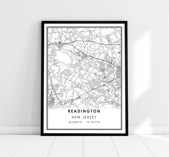 Readington New Jersey Minimalist Black and White City Map Poster
