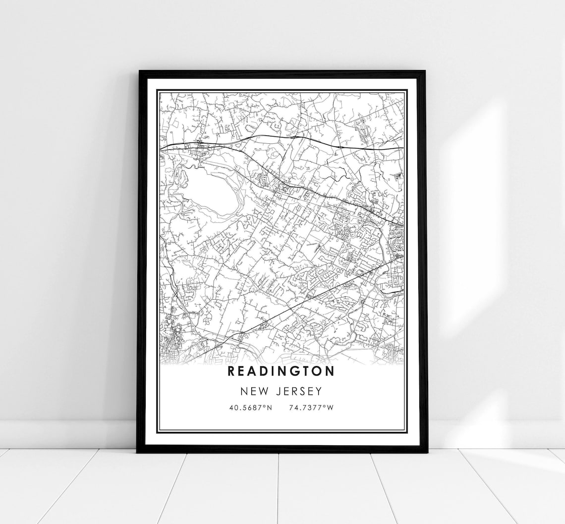 Readington New Jersey Minimalist Black and White City Map Poster