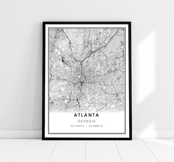 Atlanta Map Print Poster, Georgia City Travel Poster