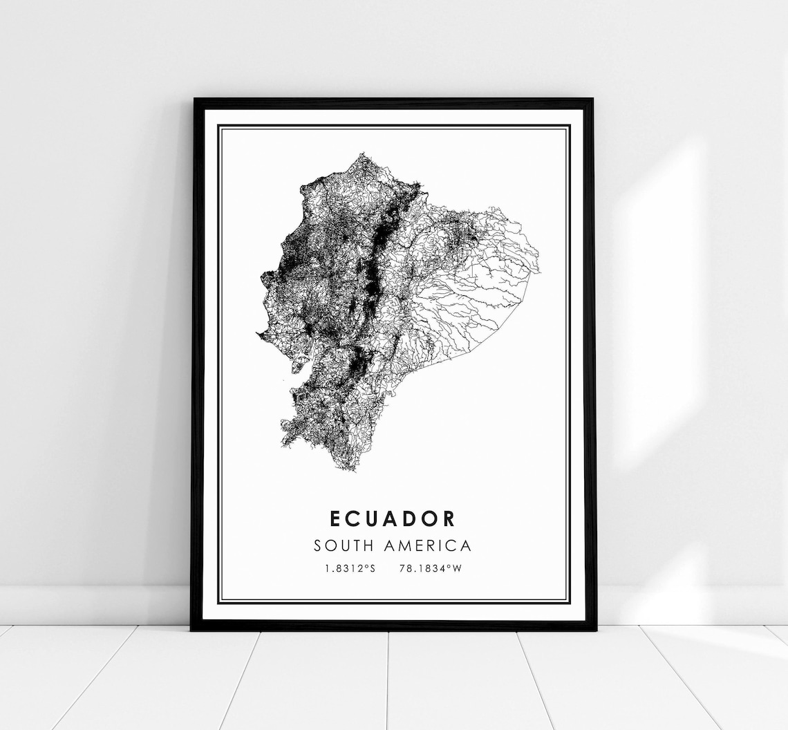 Ecuador Map Print, Modern South America Poster
