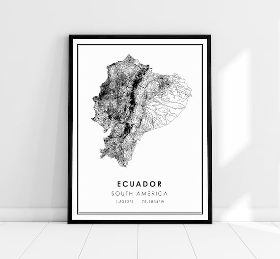 Ecuador Map Print, Modern South America Poster