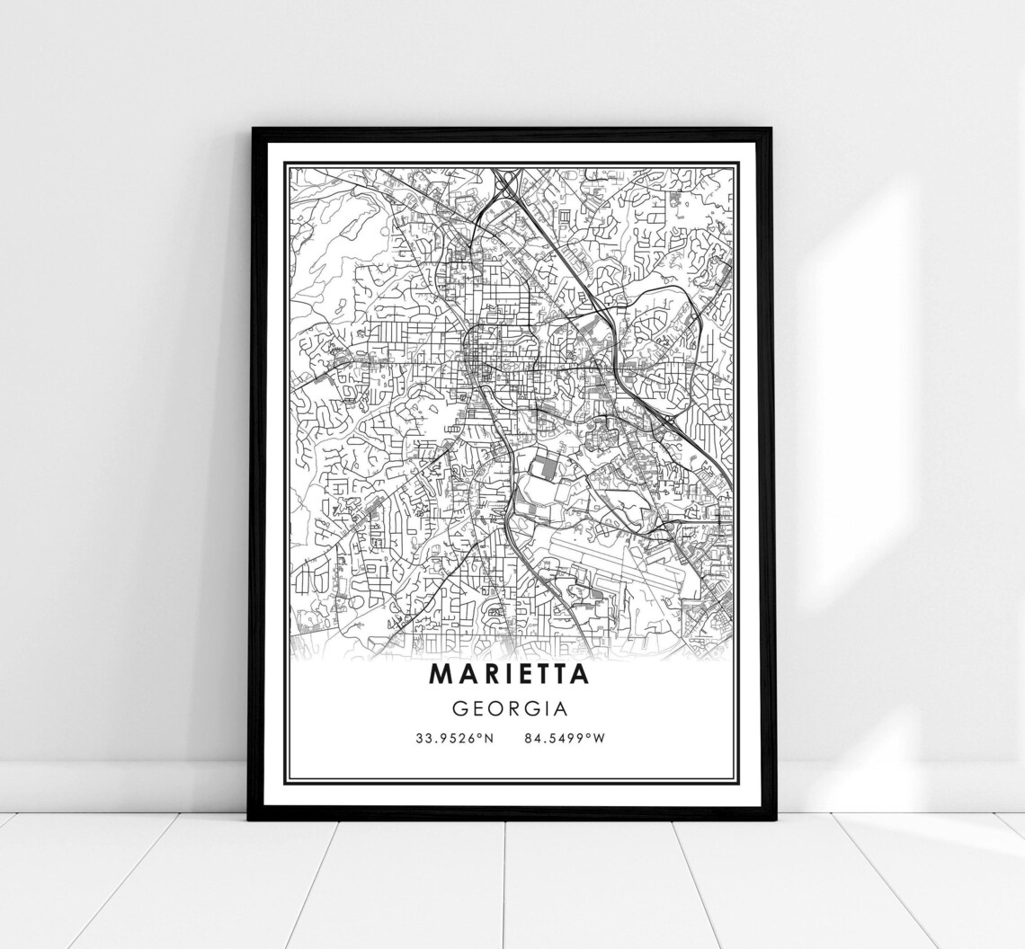 Marietta Map Print Poster, Georgia City Travel Poster