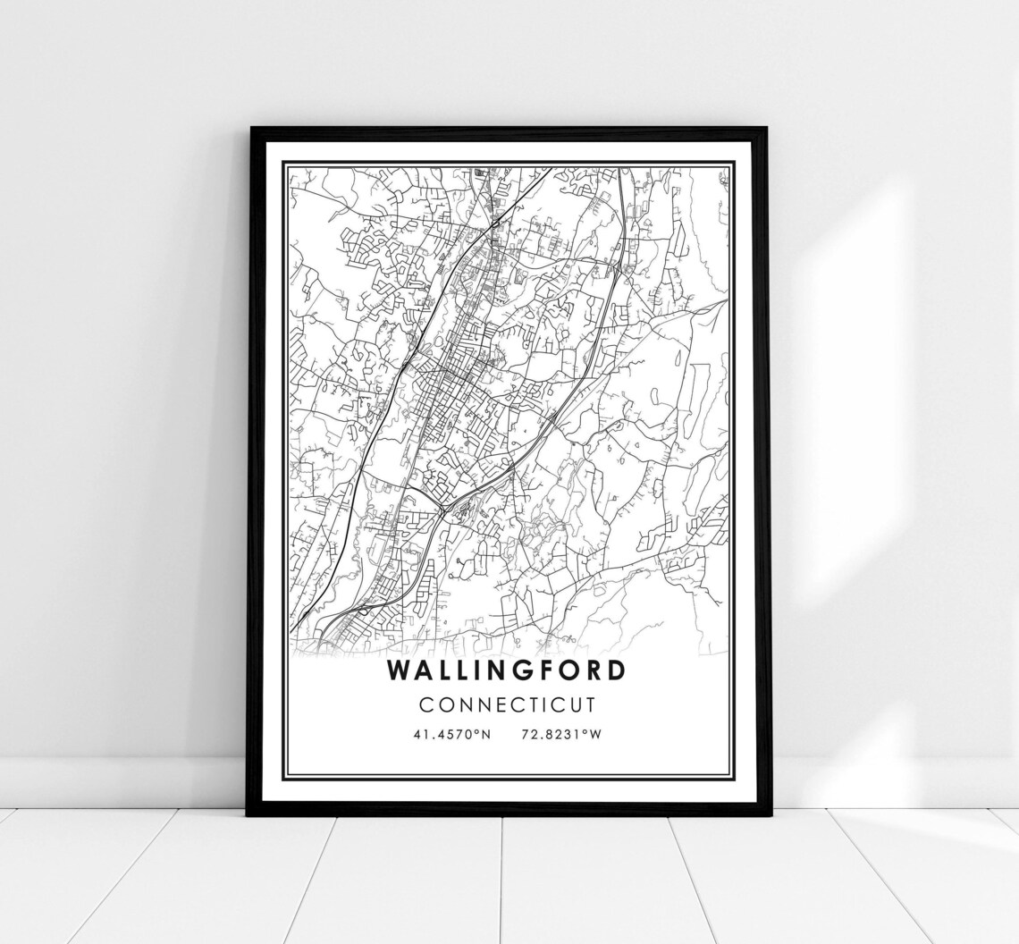 Wallingford Map Print, Connecticut City Travel Poster