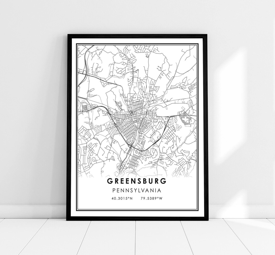 Greensburg Map Poster Print, Pennsylvania City