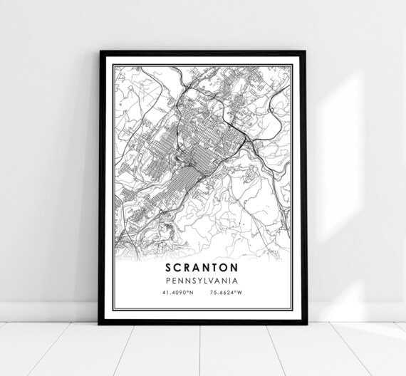 Scranton Map Poster, Pennsylvania City Travel Poster