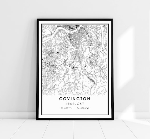Covington Kentucky City Street Map Minimalist Coordinates Travel Poster