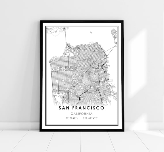 San Francisco Map Art Print, City Travel Poster