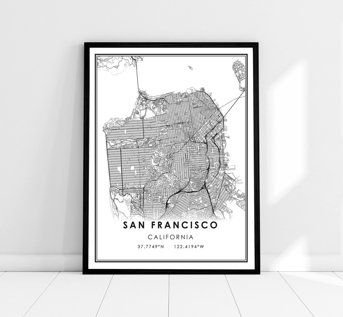 San Francisco Map Art Print, City Travel Poster