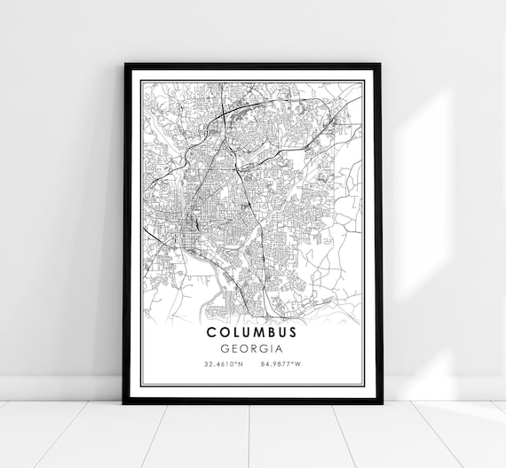 Columbus Georgia Minimalist City Map Art Poster With Coordinates