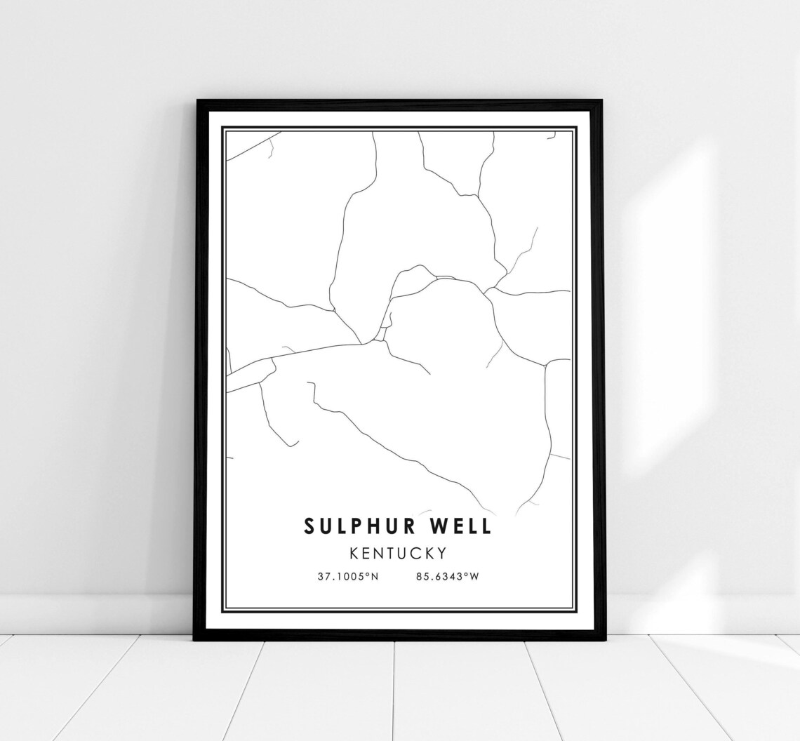 Sulphur Well Kentucky Minimalist City Map Line Art Travel Poster