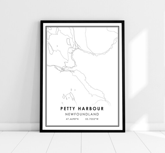 Petty Harbour Newfoundland Coastal Map Minimalist Art Poster
