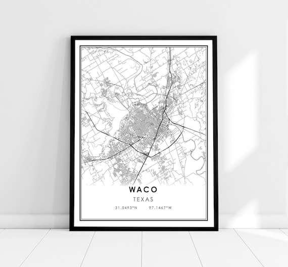 Waco Map Poster, Texas City Travel Poster