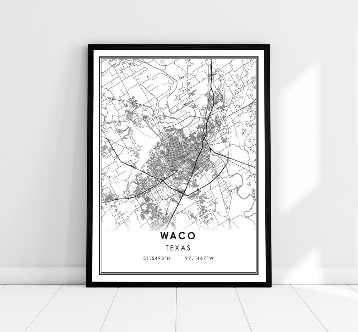 Waco Map Poster, Texas City Travel Poster