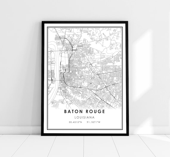 Baton Rouge Map Print, Louisiana City Travel Poster