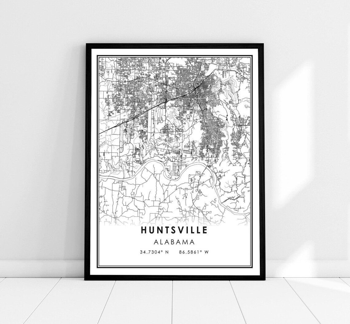 Huntsville Map Print Poster, Alabama City Map