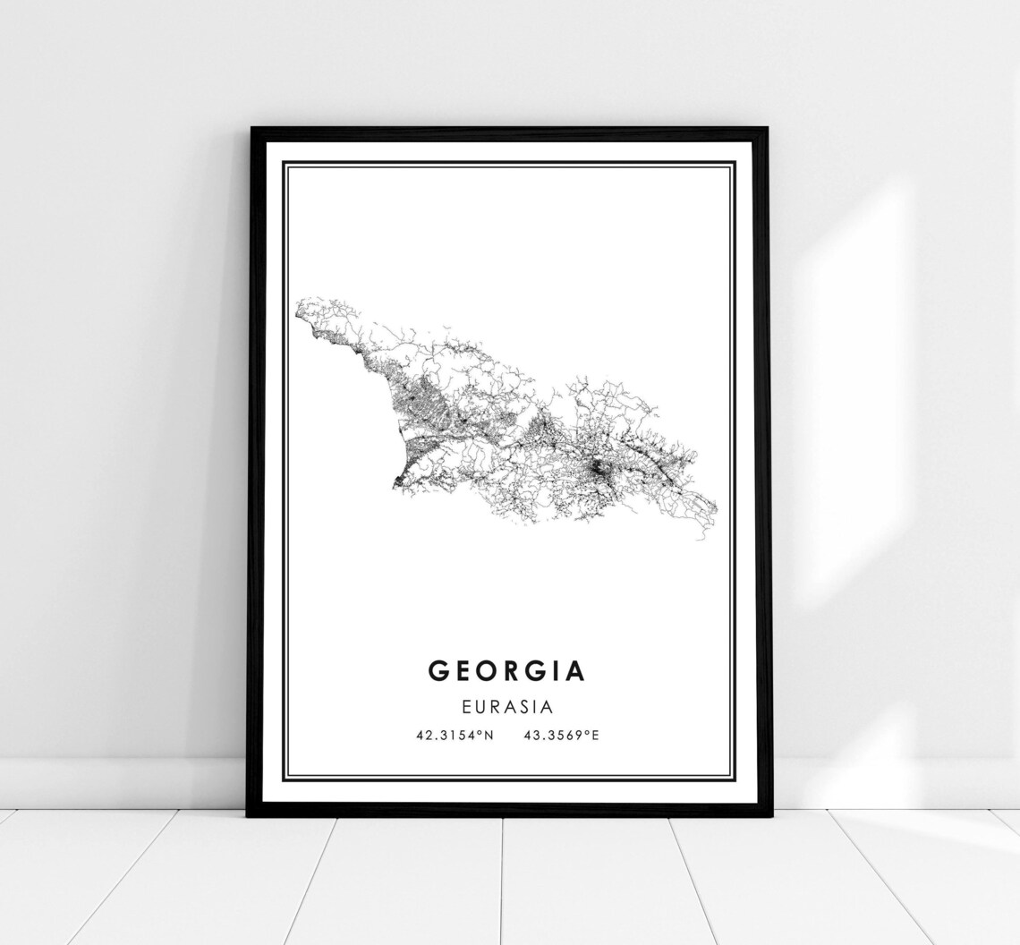 Georgia Map Travel Poster, State Map Art Print