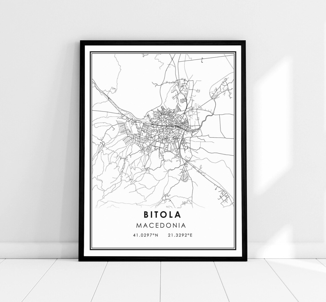 Bitola Macedonia Map Poster Print, Travel Poster