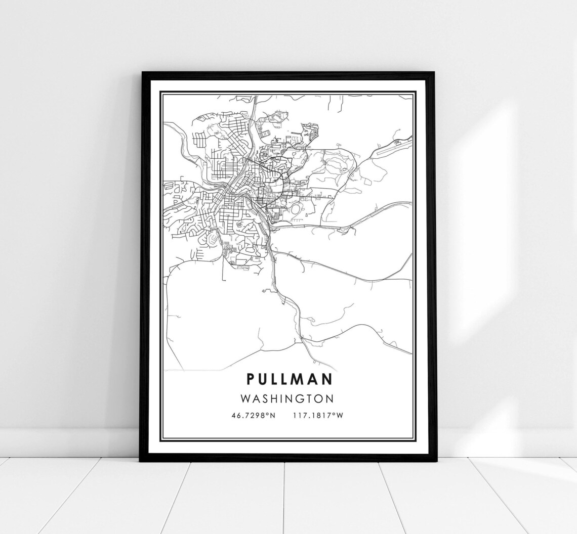 Pullman Map Print Poster, Washington City