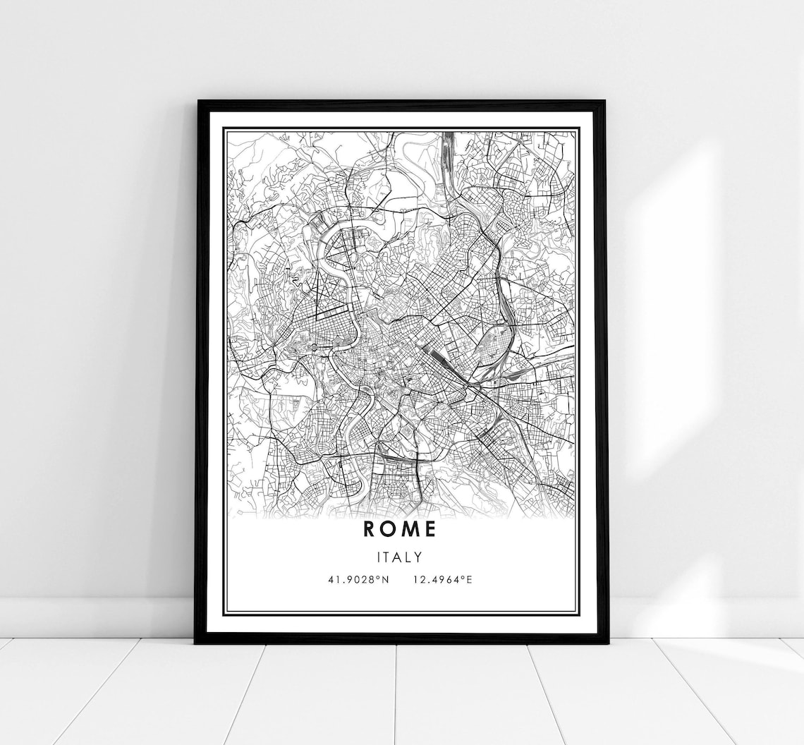 Rome Map Print Poster, Italy City Travel Poster