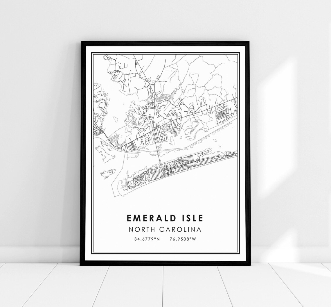 Emerald Isle Map Print, North Carolina Modern