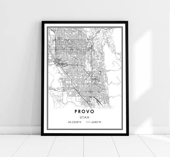 Provo Map Print Poster, Utah City Travel