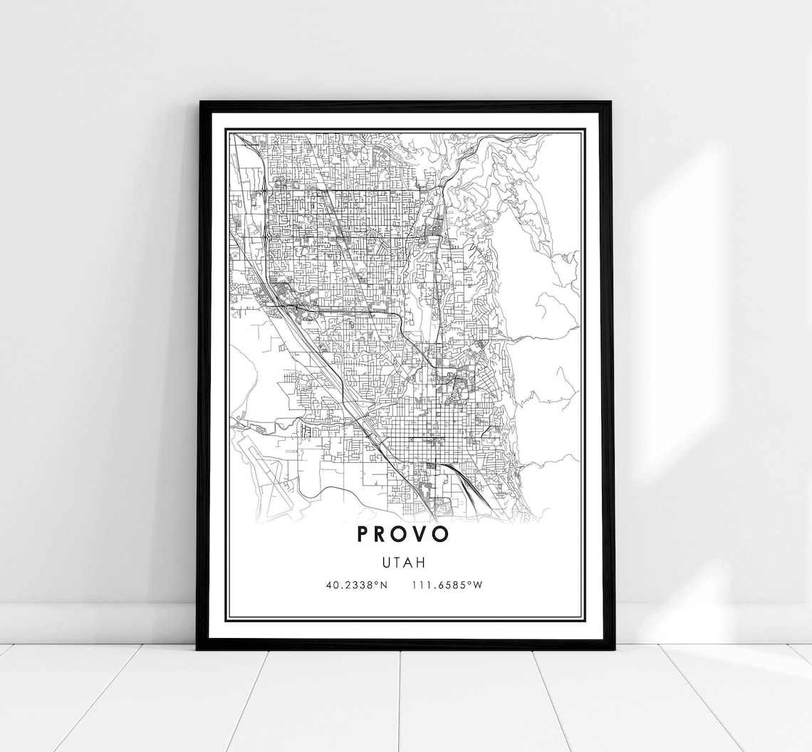 Provo Map Print Poster, Utah City Travel