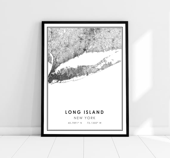 Long Island Map Travel Poster, City Map Print