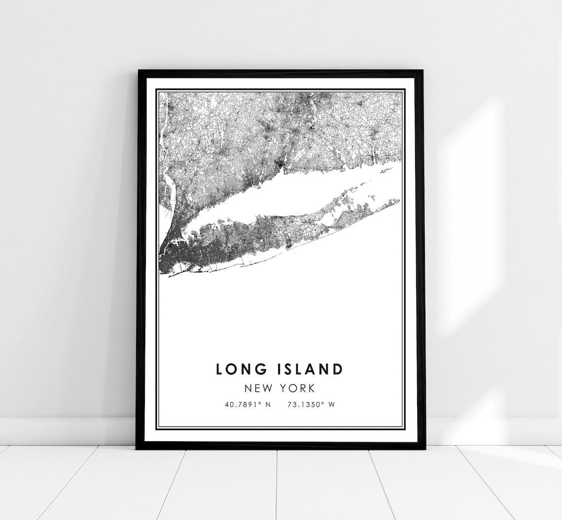 Long Island Map Travel Poster, City Map Print