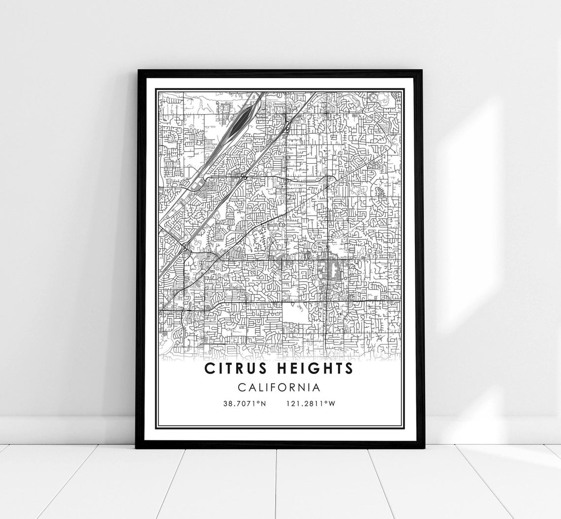 Citrus Heights Map Print Poster Canvas City