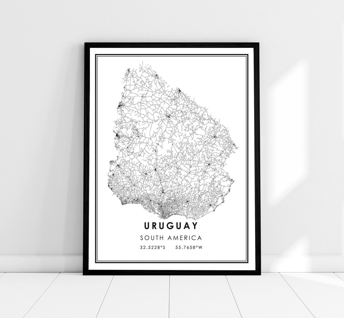 Uruguay Map Print Poster, Travel Poster